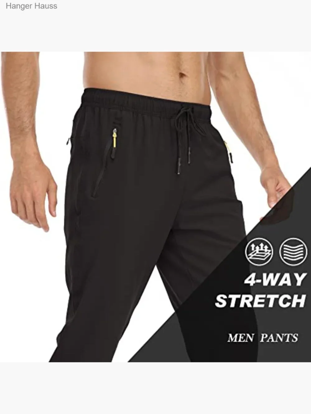 Men's Lightweight Quick Dry Zipper Pocket Sweatpants Active Joggers - Picture 4 of 5